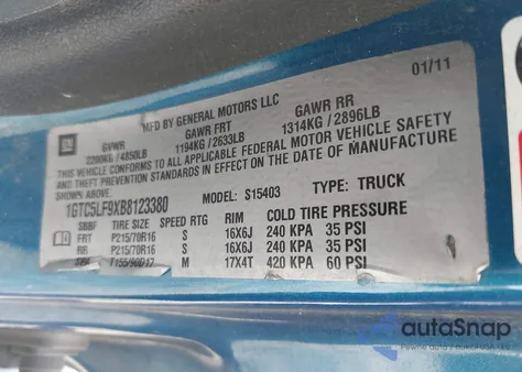 2011 GMC Canyon Work Truck from USA, damaged, VIN 1GTC5LF9XB8123380